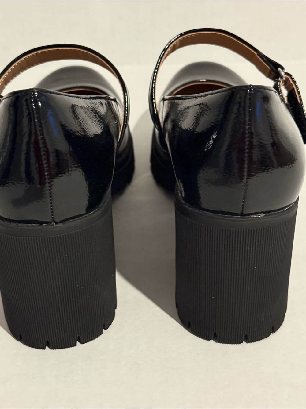 Sun + Stone Black Patent Mary Jane Lug Block Heel Size 9.5 - Picture 6 of 13